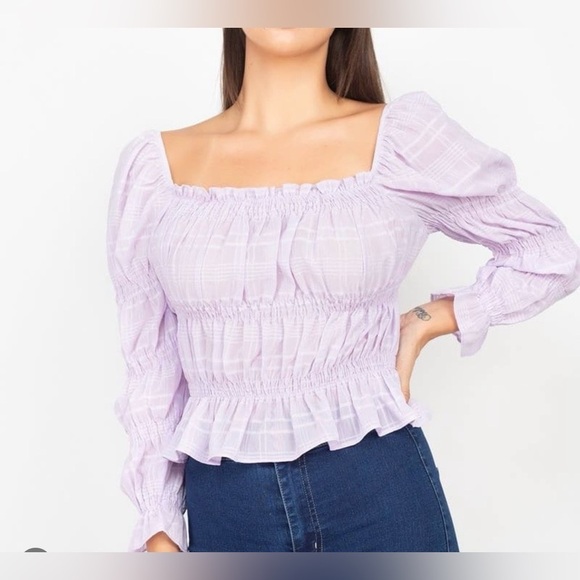 Blashe Tops - Lavender Smocked Women's Top